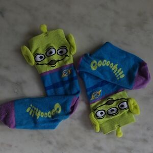 Kids Alien Character Crew Socks - Green & Blue